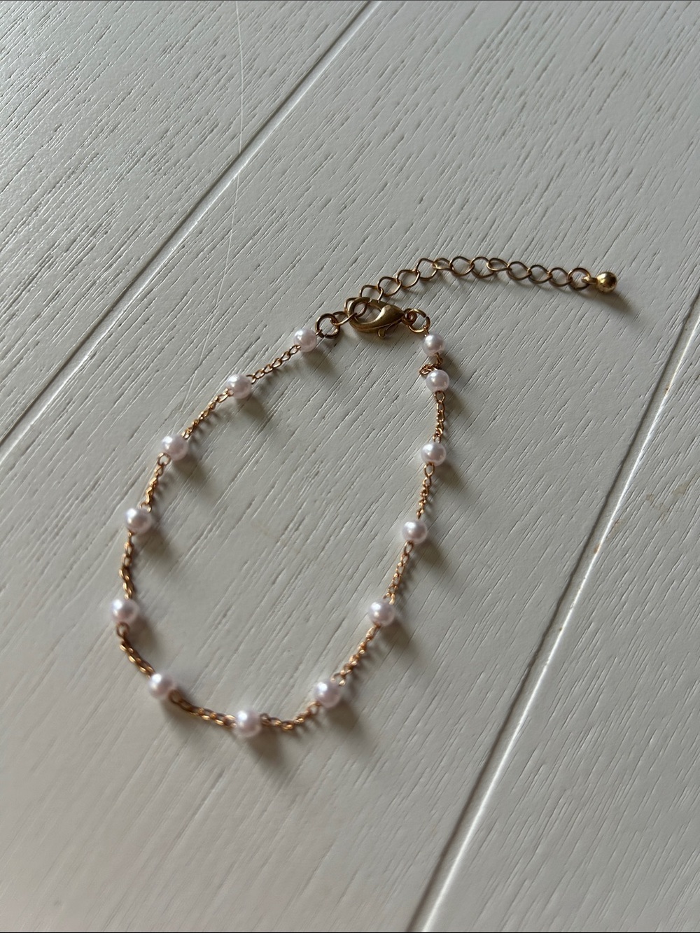 Delicate Gold Pearl Station Bracelet - Women Jewelry